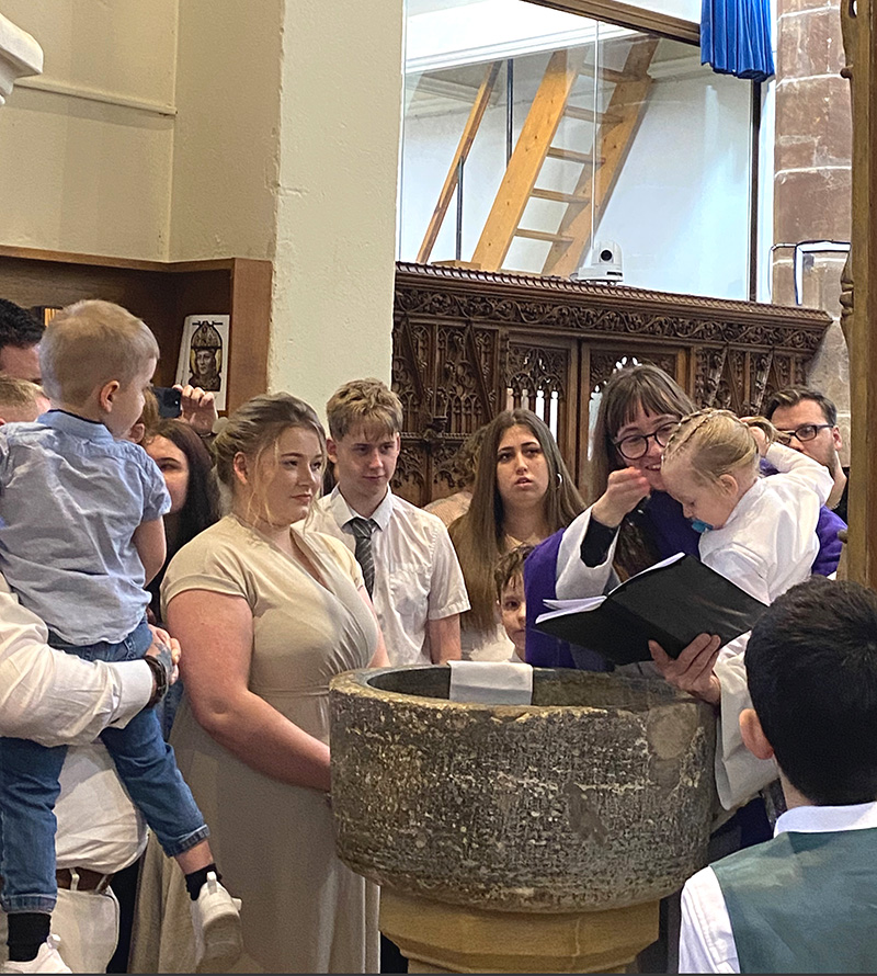 Baptism at St Swithun's, Sandy Parish Church