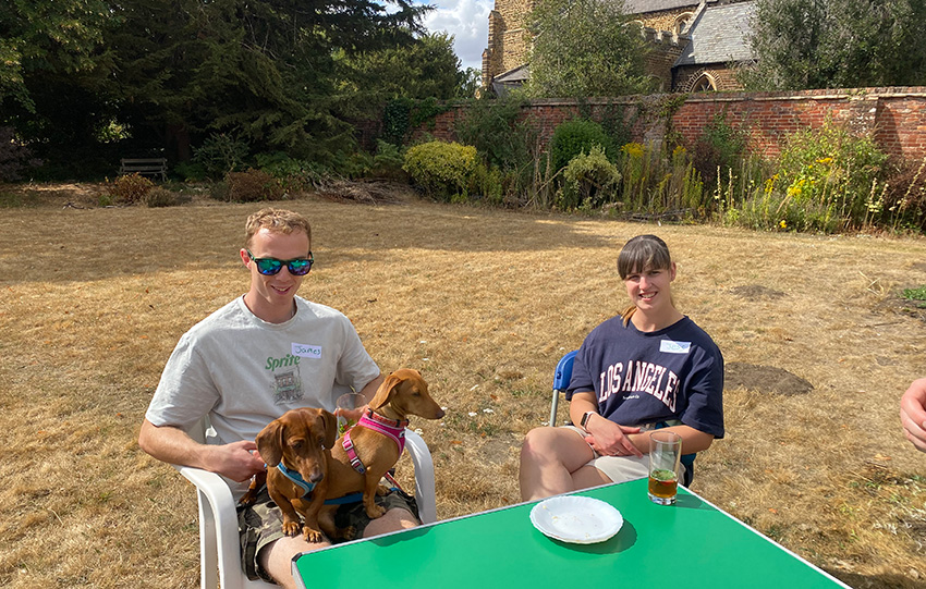 Jess and James and dogs, Rectory Gardens, St Swithun's