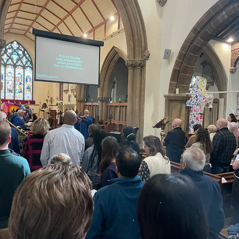 Easter Sunday service at St Swithun's, Parish Church of Sandy